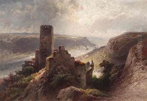Blick Uber Die Burg Gutenfels Auf Den Rhein by Nicolai Von Astudin