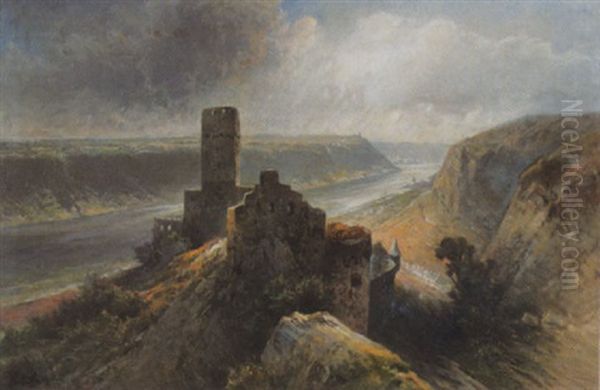 Flusslandschaft Mit Burgruine - view 1