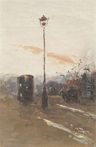 Lampadaire/bords De Riviere Au Crepuscule (x2)/ Bords De Riviere/personnages (5 Works) by Enrique Atalaya