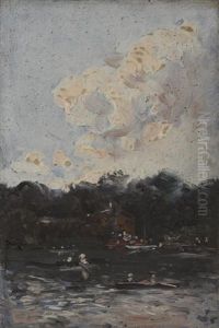 Maison En Bords De Riviere, Pont Alexandre Iii, Bords De Riviere Et Etude De Personnage (4 Works) by Enrique Atalaya
