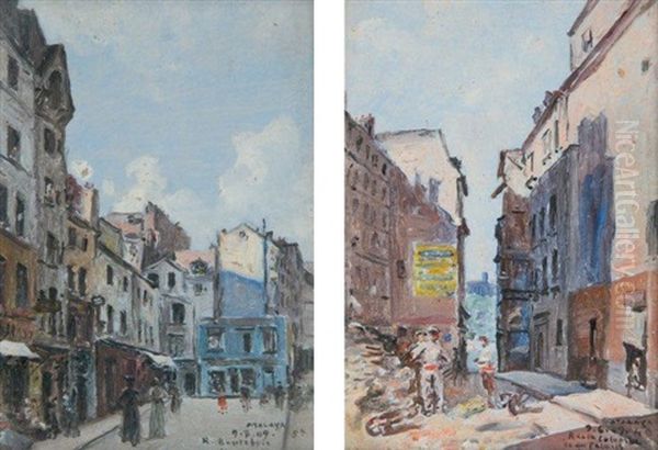 Deux Vues Du Vieux Paris (pair) by Enrique Atalaya