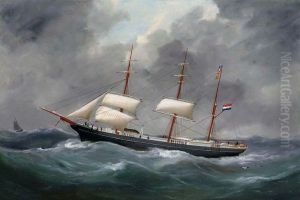A Portrait Of A Ship by Edmond Ou Edouard Adam