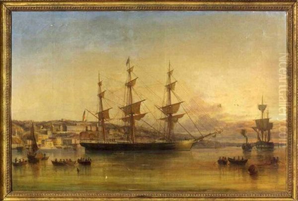 Three-masted Ship In A Harbor - view 1