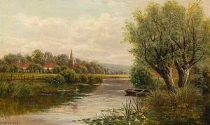 Welsh River Landscape (+ Another; 2 Works) by John Atkinson