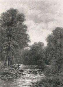 Anglers Salmon Fishing by John Gunson Atkinson