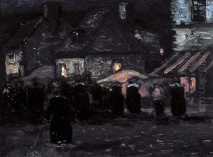 Street Market, Pont Aven, France by William Edwin Atkinson