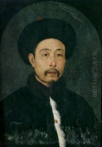 A Portrait Of A Chinese Man Wearing A Black Fur Cap And A Black Coat With A White Fur Trim And A Fur Collar by Jean Denis Attiret