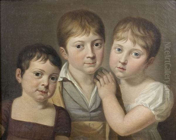 Portrait De Trois Enfants En Buste - view 1