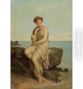 Am Meeresufer Sitzende Junge Frau Mit Blumen Im Haar, 1859 by Jean-Ernest Aubert