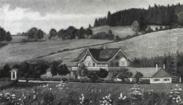 Bluhende Wiesenlandschaft Mit Herrschaftlichem Gehoft - view 1