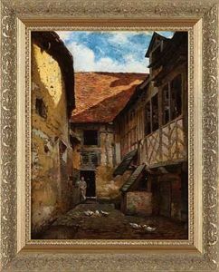 Entenhuterin Im Hof by Albert Aublet
