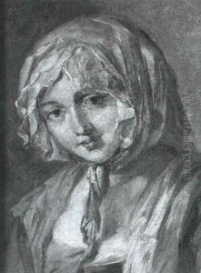 Jeune Femme En Buste En Camaieu De Gris by Etienne Aubry