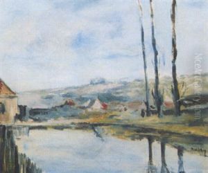 Dorf Mit Weiher by Henri-Louis Aubry