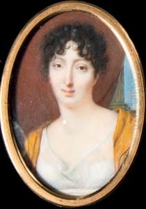 Portrait De Jeune Femme En Robe De Voile Blanc, Echarpe Jaune Et Coiffee De Boucles Portrait De Jeune Femme En Robe De Voile Blanc, Echarpe Jaune Et Coiffee De Boucles