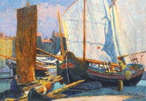Boats In The Harbour by Josef Maria Auchentaller