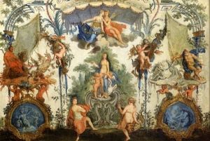 Panneau A Decor De Grotesques Les Figures De Leda, Pluton Et Neptune