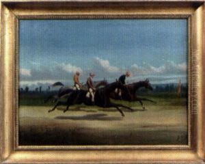 Trois Jockeys A La Lutte