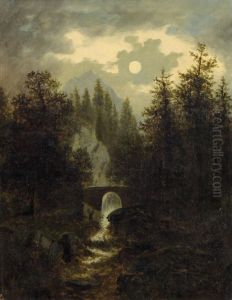 Mondnacht Bei Kirchberg Am Wechsel by Heinrich Adam