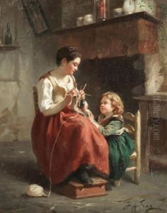 Knitting Lessons, The Young Postman; A Pair by Joseph Athanase Aufray
