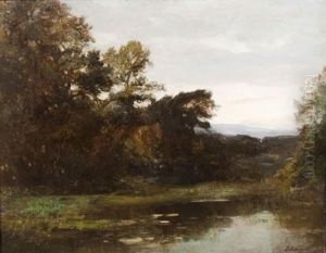 Paysage Au Bord De Riviere by Louis-Auguste Auguin