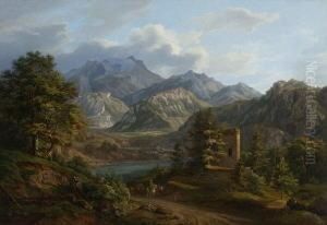 Ruine Und Schloss Am Fernsteinpass by Heinrich Adam