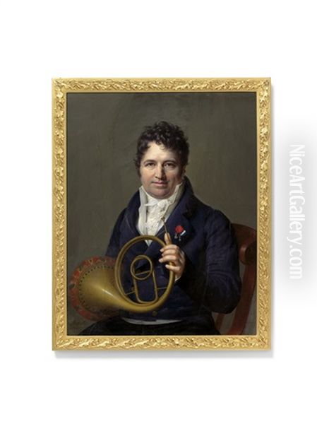 Frederic Duvernoy, Famous Horn Soloist At The Paris Opera, Holding A Cor Solo, Paris Horn, Wearing The Badge Of The Royal French Order Of The Legion Of Honour And The Medaille De La Fidelite - view 1