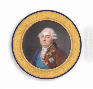 Louis Xvi (1754-1793), King Of France 1774-1792, In Gold-embroidered Brown Velvet Coat, Wearing The Blue Moire Sash And Breast-star Of The Royal French Order Of The Saint-esprit, The Badge Of The French Royal Military Order Of St Louis, And The Red Ribbon by Jacques-Jean- Baptiste Augustin
