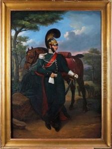 Portrait D'un Officier De La Garde Avec Son Cheval