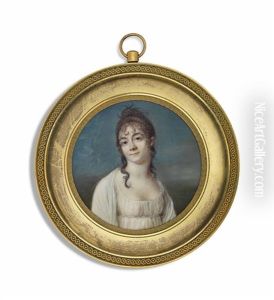 Renee Duchemin Du Bois-dupin Nee De Berset D'hauterive (1769-1852), In White Dress With White Shawl; Sky Background