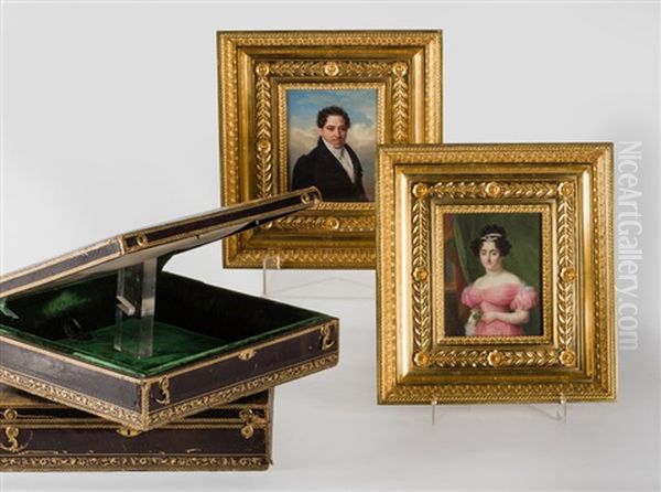Retrato De Don Antonio De Arcos Arjona Y Su Esposa, Dona Isabel Petronila Arlegui Rodriguez. - 29. (pareja De Miniaturas Sobre) - view 1