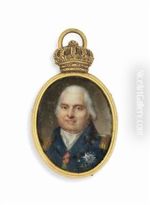 Louis Xviii (1755-1824), King Of France -1824, In Blue Uniform With Gold Epaulettes, Wearing The Breast Stars Of The Royal French Order...