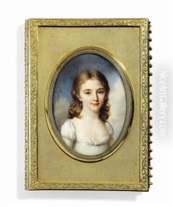 A Child, In Decollete White Dress, Long Curling Fair Hair by Jacques-Jean- Baptiste Augustin