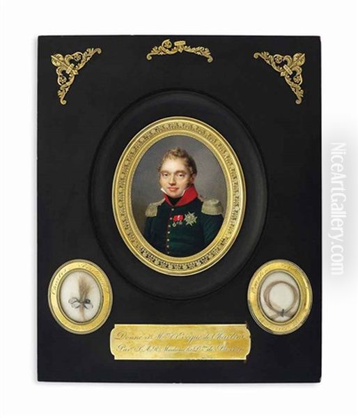 Charles-ferdinand Of Bourbon (1778-1820), Duc De Berry, In Dark Green Uniform With Red Collar, Silver Epaulettes, Black Stock - view 1