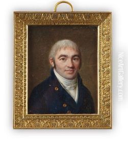Portrait Du Marquis De La Sicotiere, Prefet De L'orne, En Habit Bleu, Vers La Droite