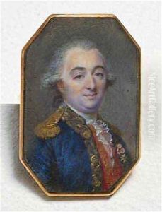 A French Officer, In Gold-bordered Blue Coat, Gold Epaulette, Gold-bordered Red Waistcoat, Frilled Cravat, Wearing The French Royal Order Of St. Louis, Powdered Wig Worn En Queue