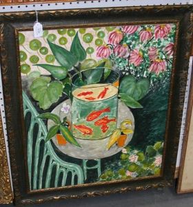 Goldfish On A Table In A Garden by Henri Albert Adam