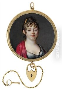 A Young Lady In Decollete Black Dress by Jacques-Jean- Baptiste Augustin