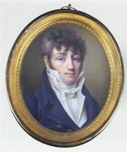 Un Homme De Qualite En Redingote Bleue, Gilet Et Cravate Blancs