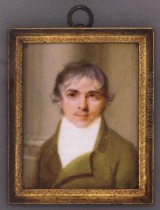 A Self Portrait Of The Artist In Moss-green Coat And White Shirt, Curling Forward-combed Black Hair