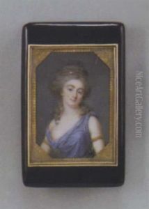 Portrait De Mademoiselle Mars En Robe Bleue Et Coiffure De Tragedienne A L'antique