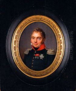 Portrait Of Charles Ferdinand, The Duke Of Berry In Dark Green Jacket With Red Collar And Piping