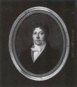 Portrait Of A Gentleman In Black Coat, Yellow Waistcoat, White Shirt And Tied Stock by Jacques-Jean- Baptiste Augustin