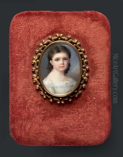 Portrait De Jeune Fillette En Buste Vers La Droite, Presque De Face, En Robe De Voile Blanc - view 1