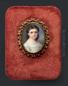 Portrait De Jeune Fillette En Buste Vers La Droite, Presque De Face, En Robe De Voile Blanc by Pauline Augustin