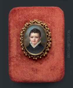 Portrait D'un Jeune Garconnet En Redingote Grise A Col De Velours, Chemise De Voile Blanc Et Coiffe De Fines Meches