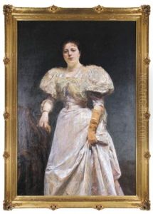 Portret Kobiety W Sukni Balowej by Aleksander Augustynowicz