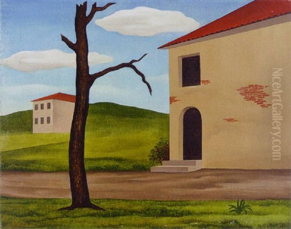 Landscape With Building And Leafless Tree - view 1