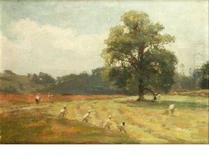 Harvesting Scene by James Aumonier