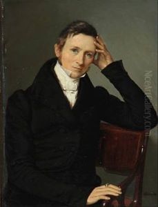 Portrait Of The Painter John Eilert Steenfeldt (1799-1860) (2 Works) by Louis Auguste Francois Aumont