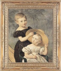 Portraet Af Brodrene Theodor Og Thorvald Damborg by Louis Auguste Francois Aumont